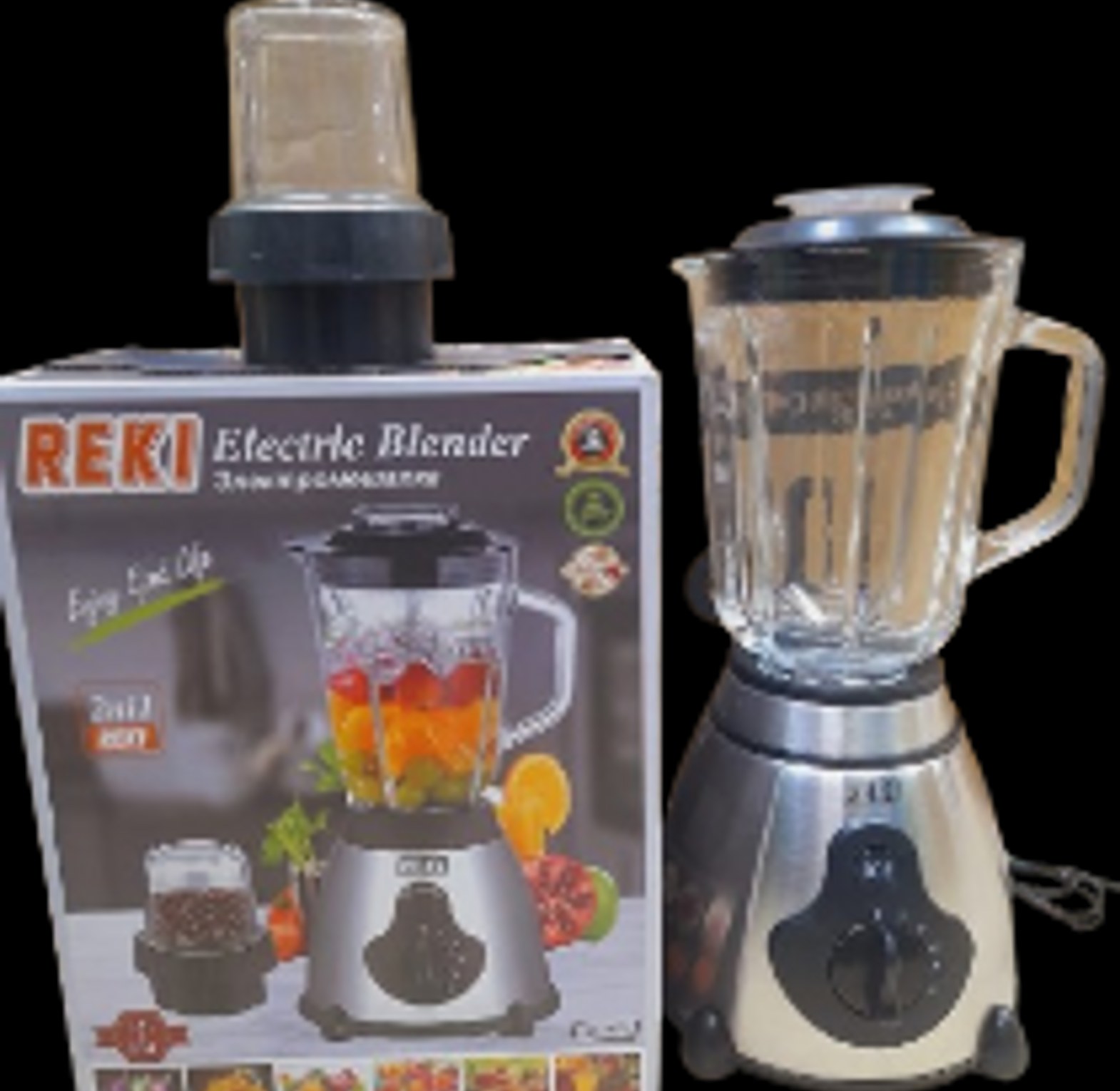 Blender. REKI 2-in-1 Electric Blender with Grinder - 500W Multi-Function Kitchen Appliance with Glass Jar image
