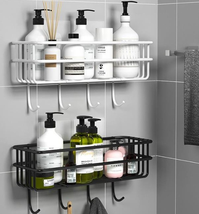 Wall Mounted Bathroom or Kitchen Organizer With Hooks image