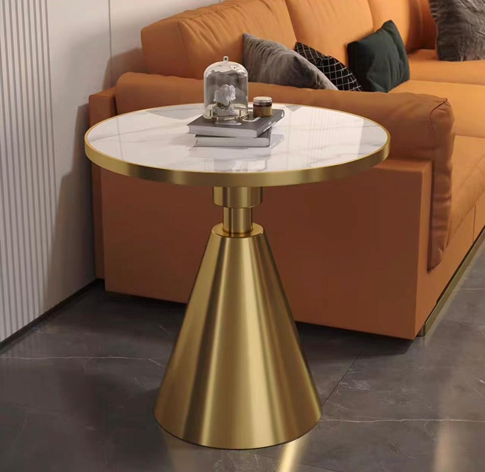 Luxury Marble Top & Gold Accent Side Table image