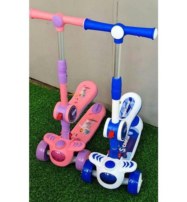 2-in-1 Kids Scooter – Adjustable Height, Foldable Design, And Rear Brake image