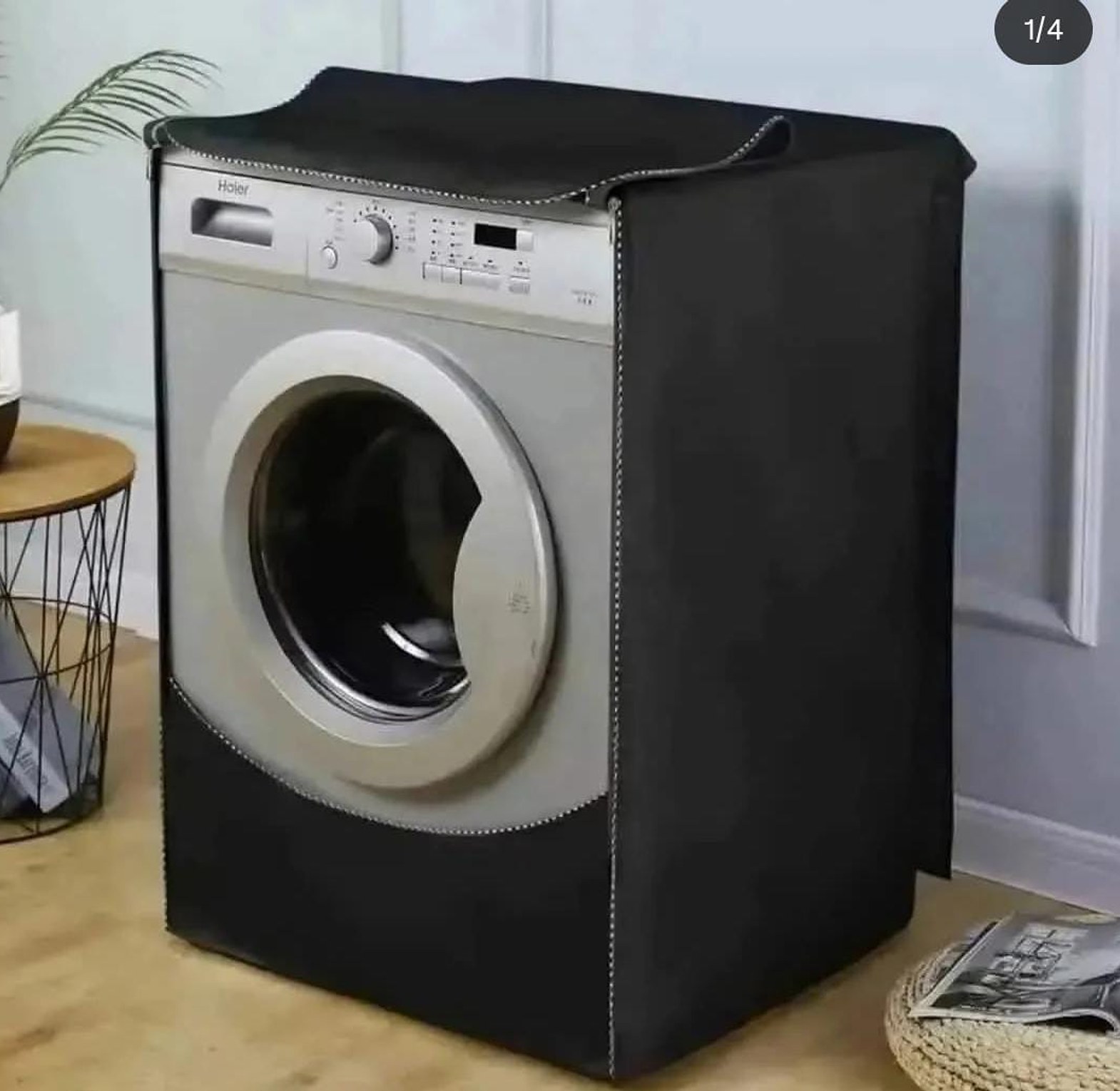 Black Front Load Waterproof Washing Machine Cover image