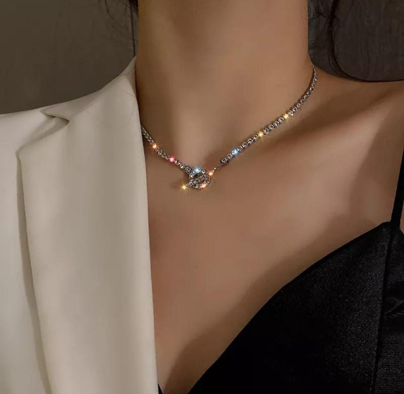 Rhinestone choker necklace image