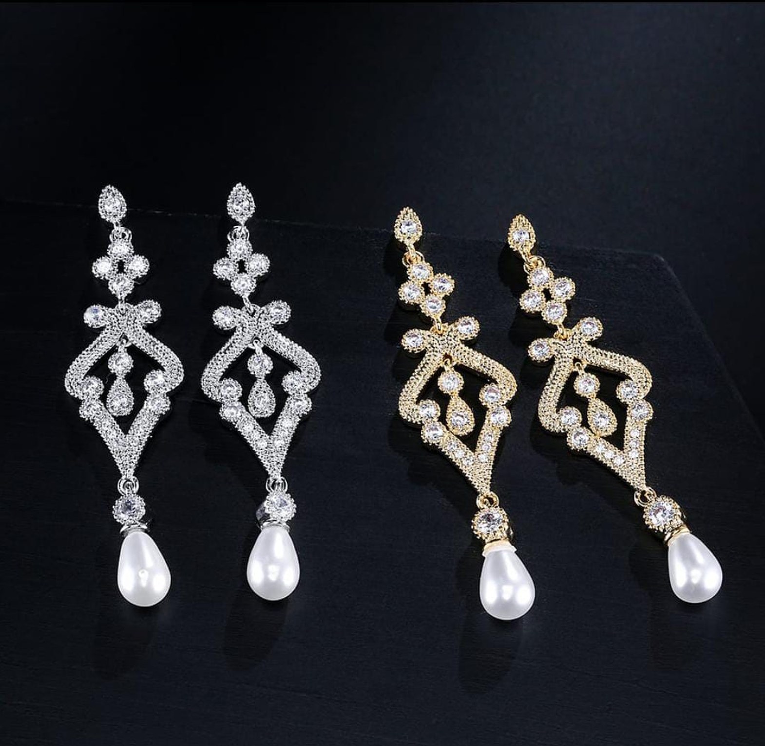 Elegant cubic Zirconia pearl earring  image