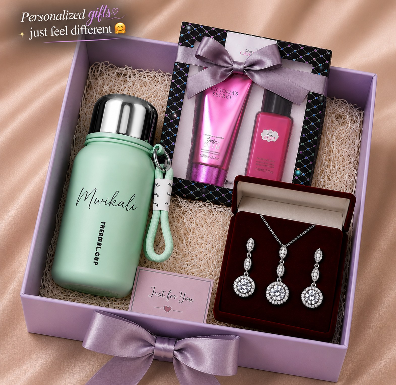 Customized  Stanley Thermal Cup, Perfume Set, Jewelry Set Gift Package/ Combo image