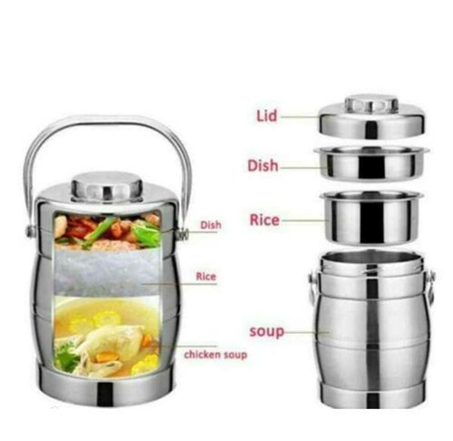 FOOD FLASK. High Quality Affordable  Stainless Steel Double Wall Thermal Vacuum Food Flask image