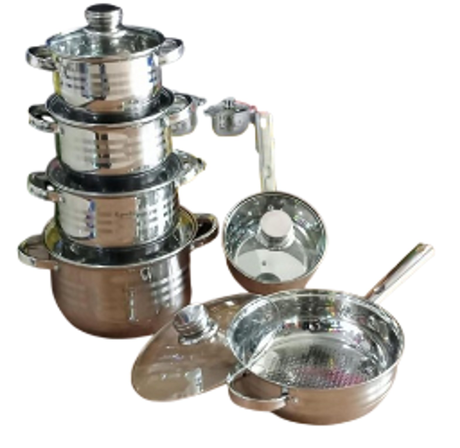 Signature 12 PCs Stainless Steel Cookware Set With Glass Lids & Induction Base image