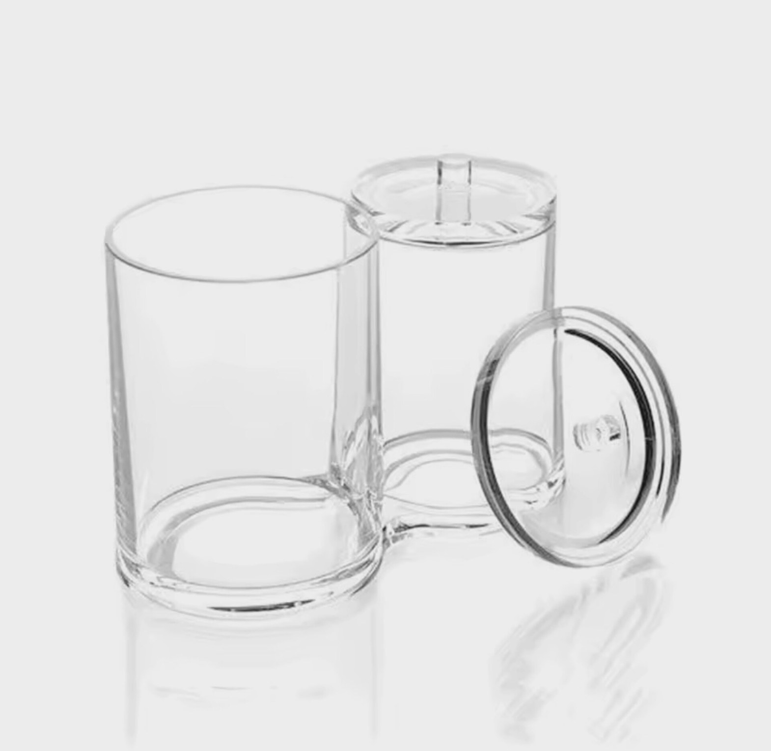 2-in-1 Clear Acrylic Makeup Organizer & Cotton Bud Holder with Lid for Vanity Storage – Dustproof Cosmetic Dispenser image