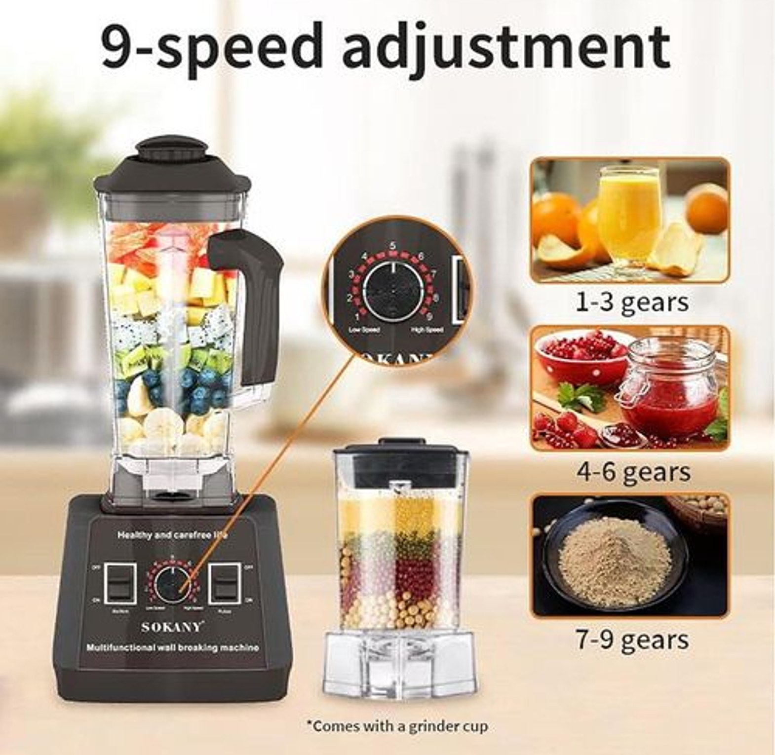Sokany 2-in-1 Commercial blender-2.5L Blender and Smoothie Maker With Grinder image