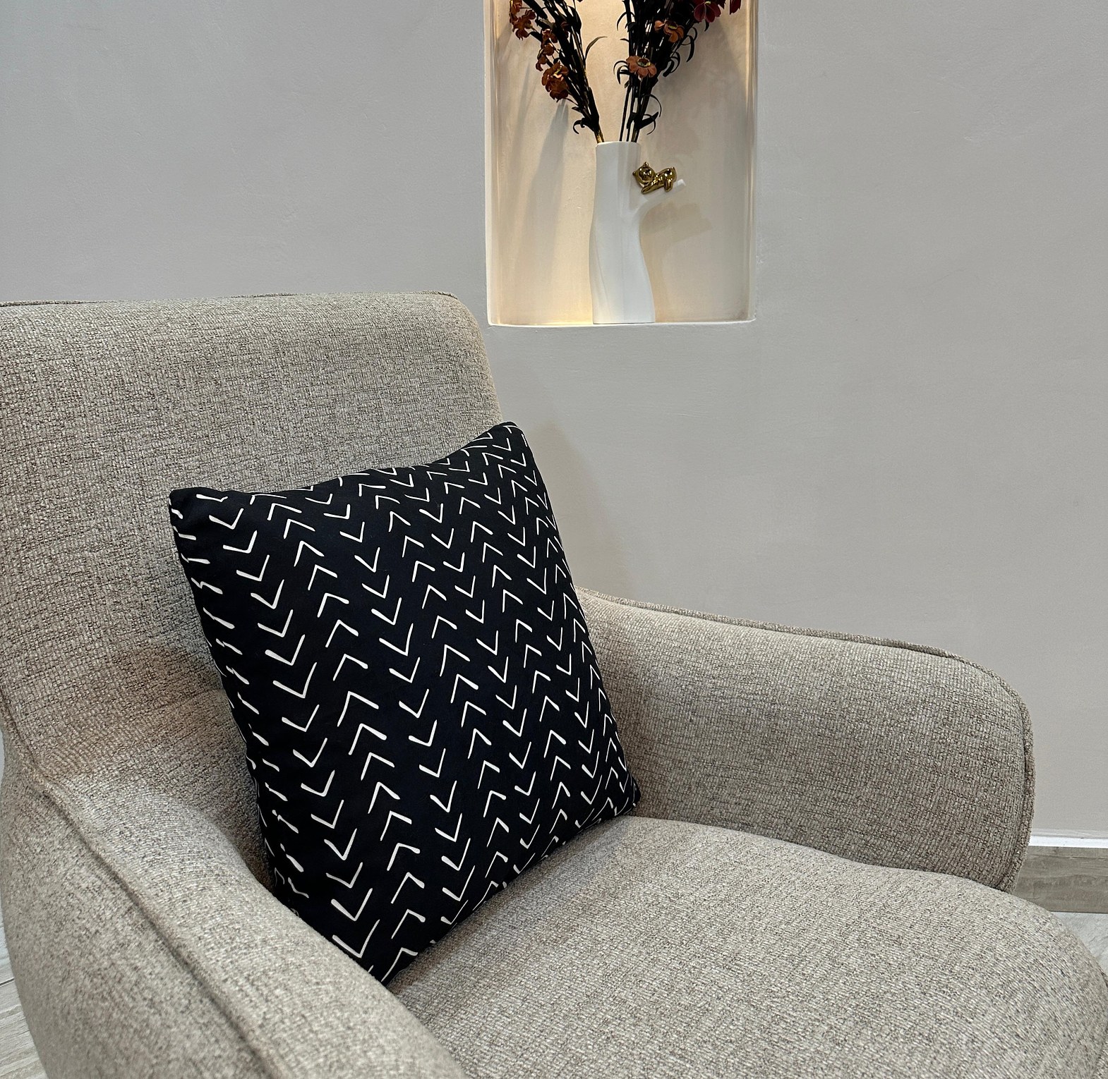 Luxury Boho cushion cover in monochrome. image