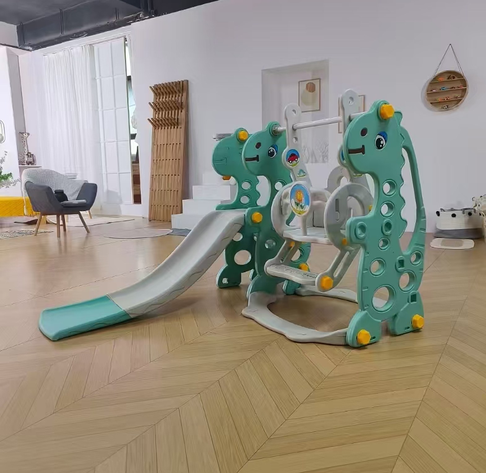 Kids Slide Playset: Children's Indoor or Outdoor Playground - Baby Plastic Slide and Swing Set image