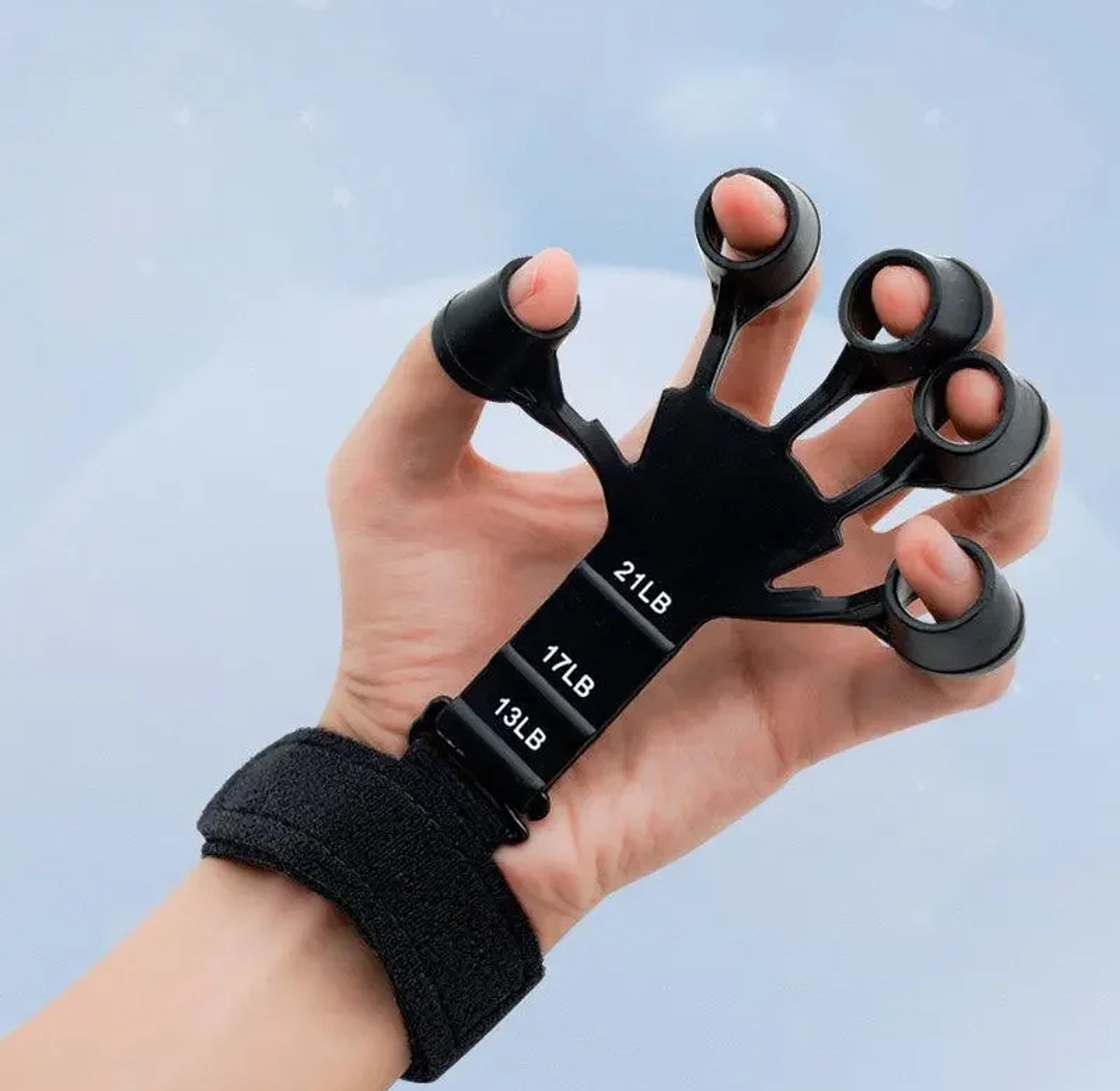 Adjustable Finger Gripper & Forearm Strength Trainer for Hand Exercise and Muscle Vascularity - Black Silicone Grip Exerciser image