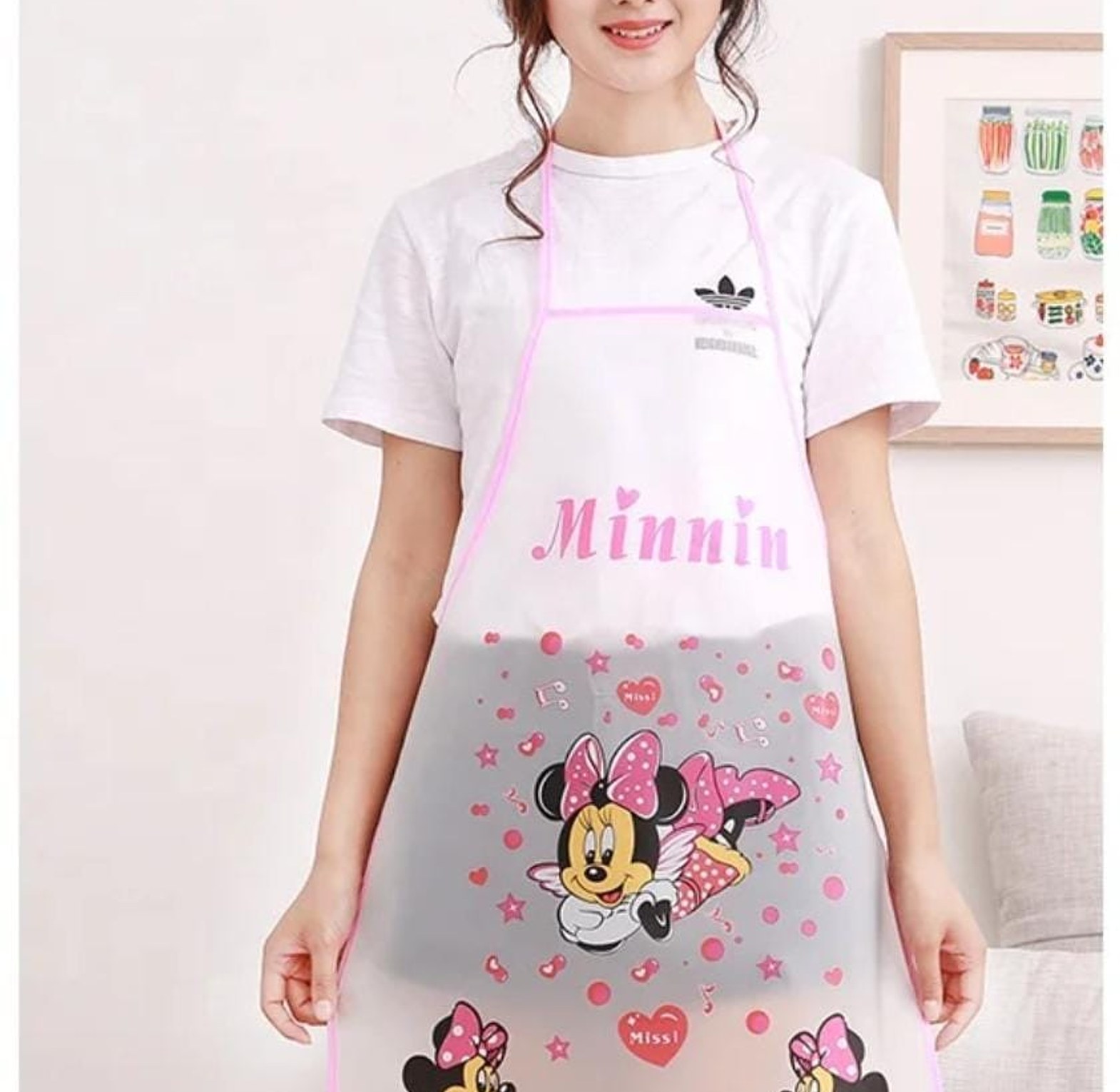 Kids Waterproof PVC Art & Kitchen Apron - Oil-Proof School Painting Apron for Girls - Hello Kitty/Minnie Mouse image