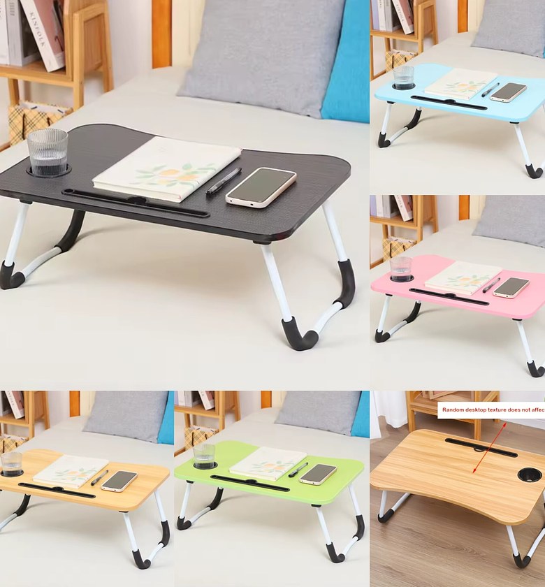 Universal Foldable Laptop Bed Table with Cup Holder & Tablet Slot for Home Office & Students - Ergonomic Portable Study Desk image