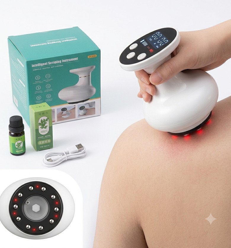 3-in-1 Electric Cupping Machine & Intelligent Scraping Massager with Heat Therapy – Portable Body Relaxation Device image