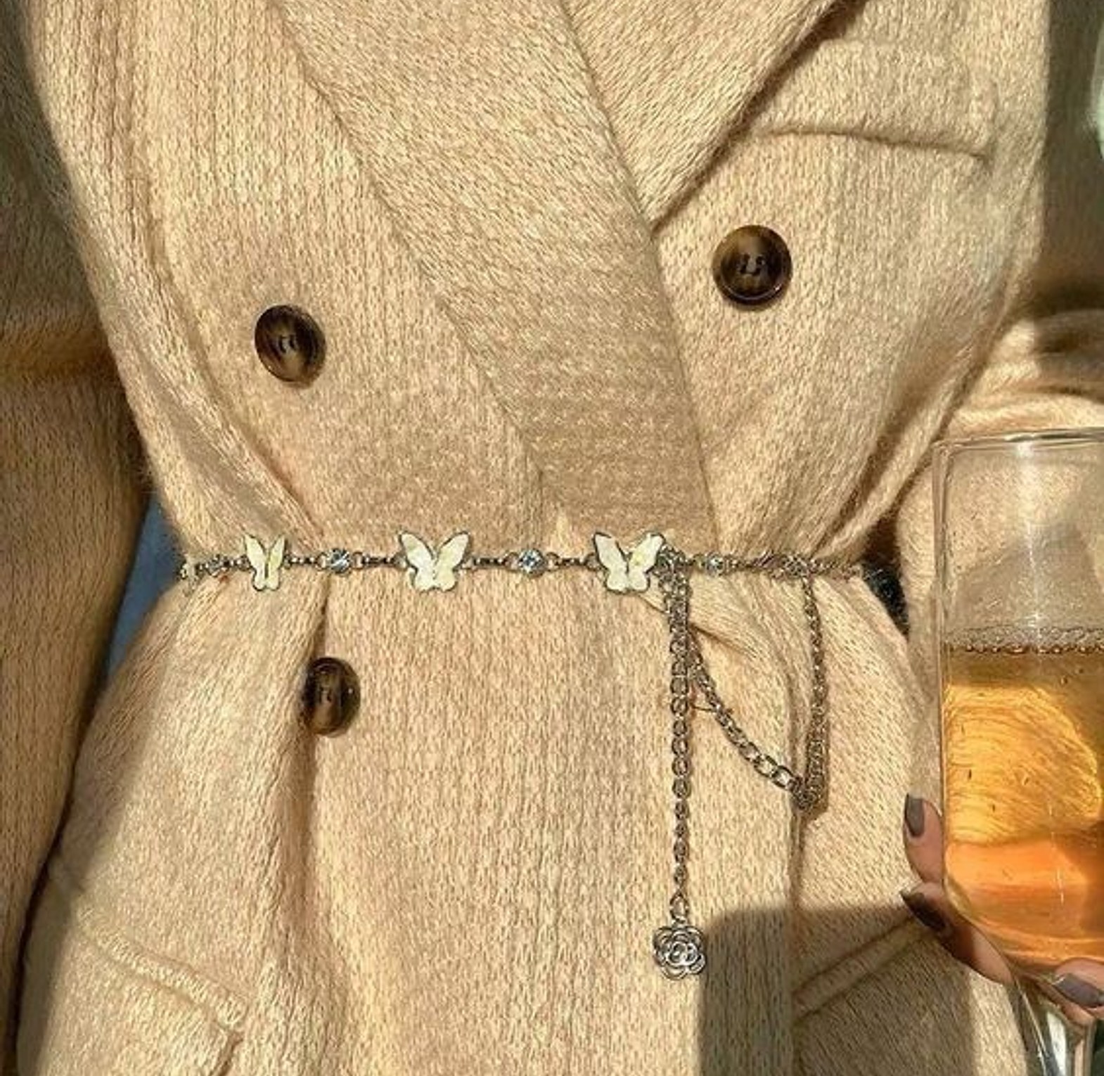 Vintage Butterfly Rose Chain Belt image