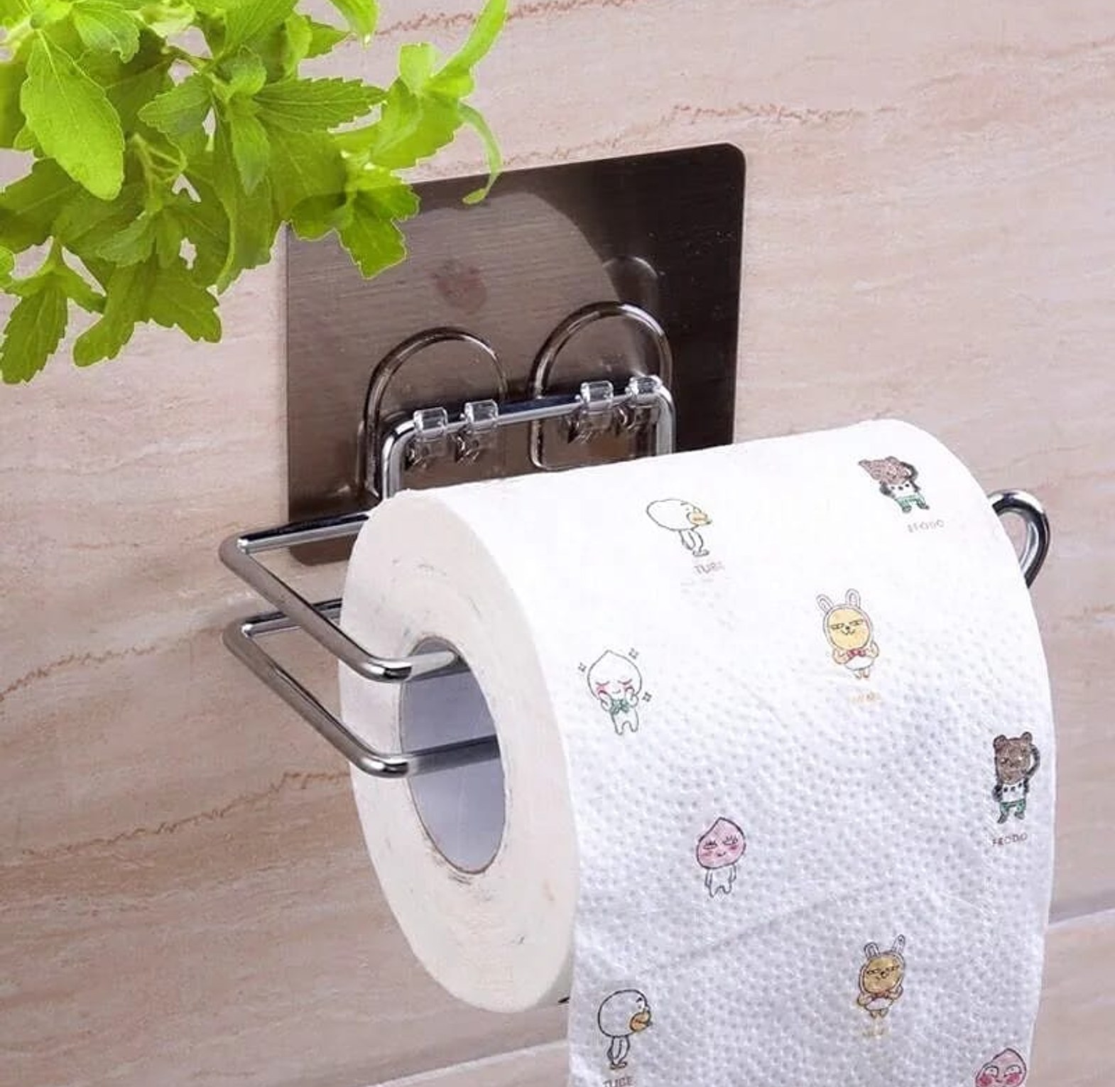 Punch-Free Stainless Steel Toilet Paper Holder and Bathroom Roll Rack image
