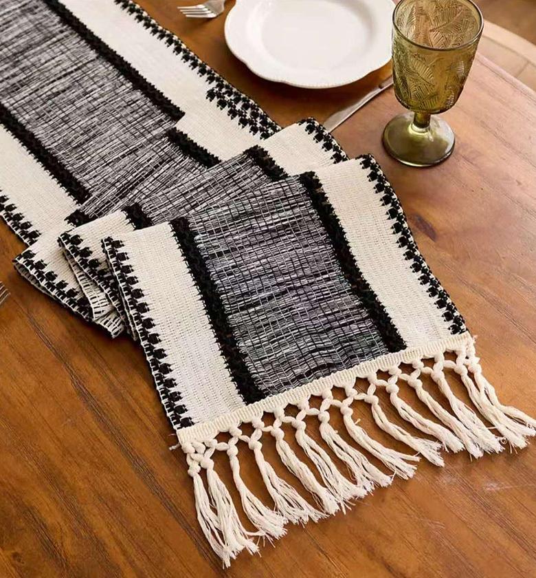 Elegant cotton table runner set 1pcs image