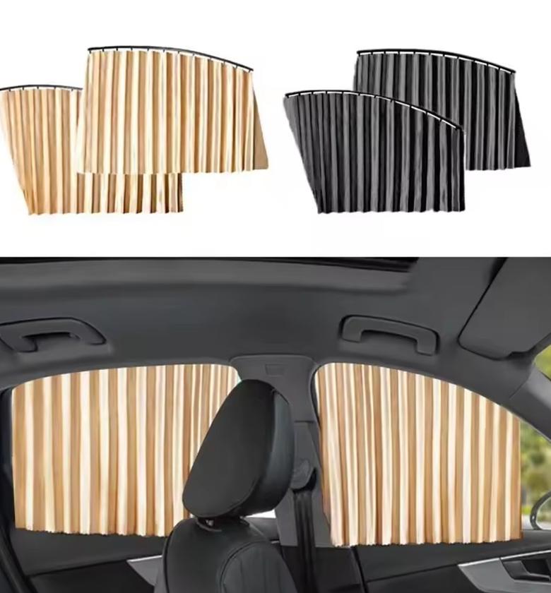 Universal Magnetic Pleated Car Window Sunshades - UV Protection & Privacy Curtains for All Cars (Set of 4) image