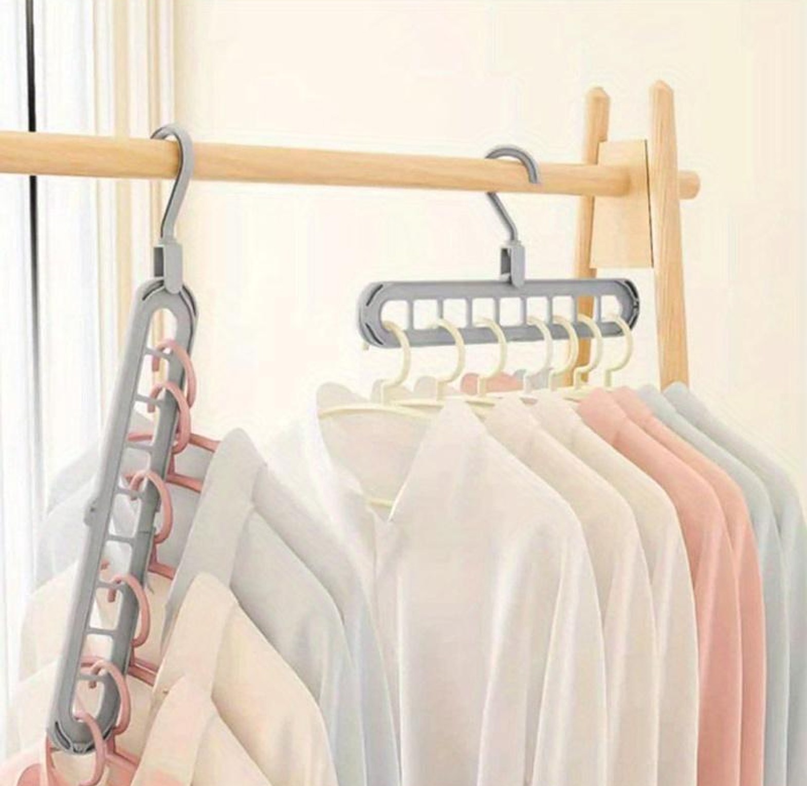 9 Hole Magic Space Saving Clothes Hanger Wardrobe Organizer For Closet Storage & Drying - Heavy Duty Rotating Multi-Functional Hanger image