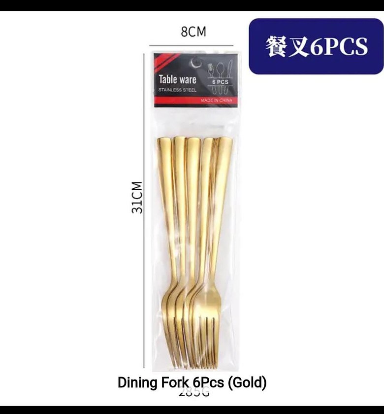 6-Piece Gold Dining Fork Set image