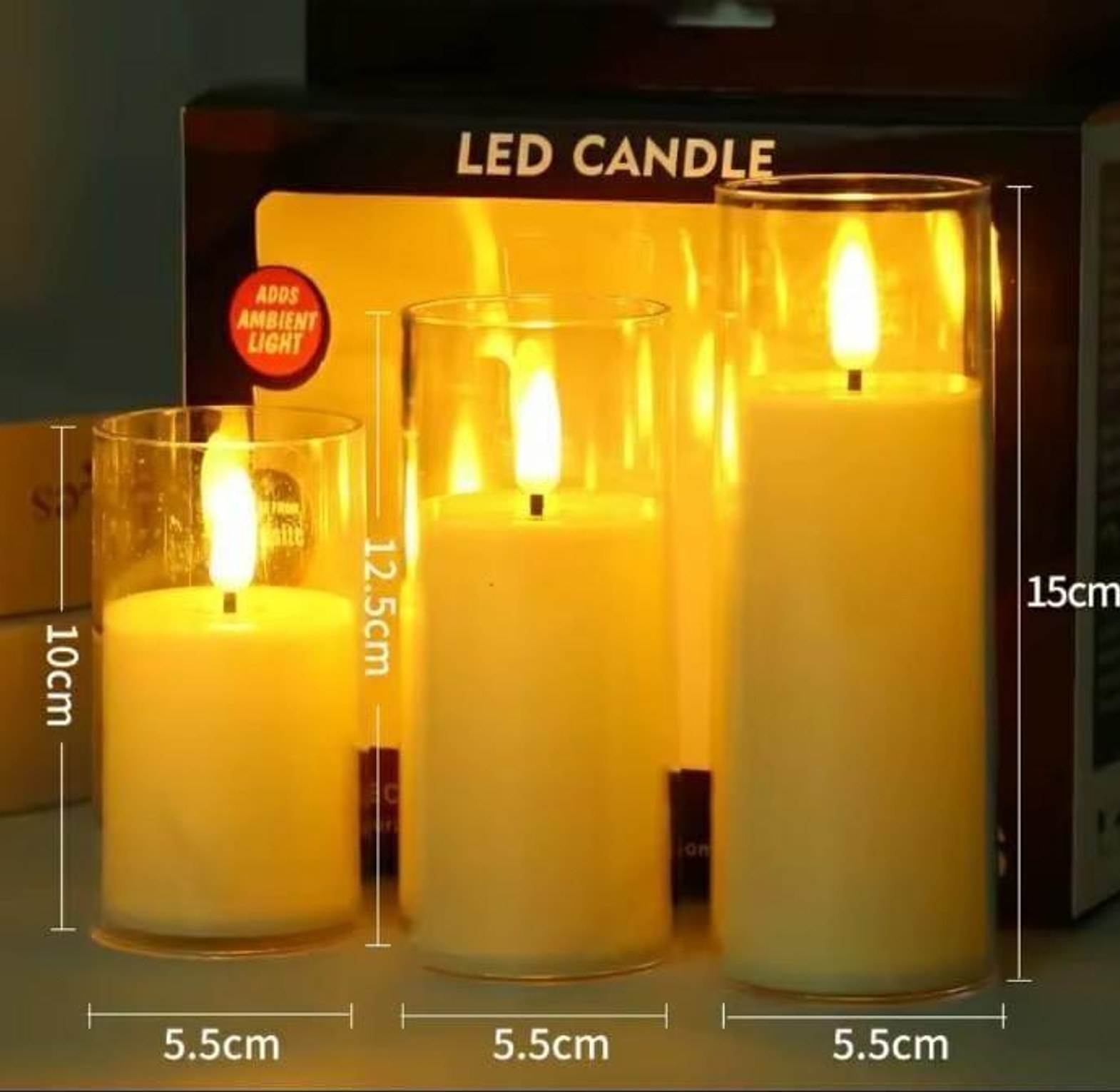 3-Piece Shatterproof LED Candle Set – Durable Plastic Flameless Flickering Ambient Lights for Home, Kids Bedroom & Event Decor (10/12.5/15cm) image