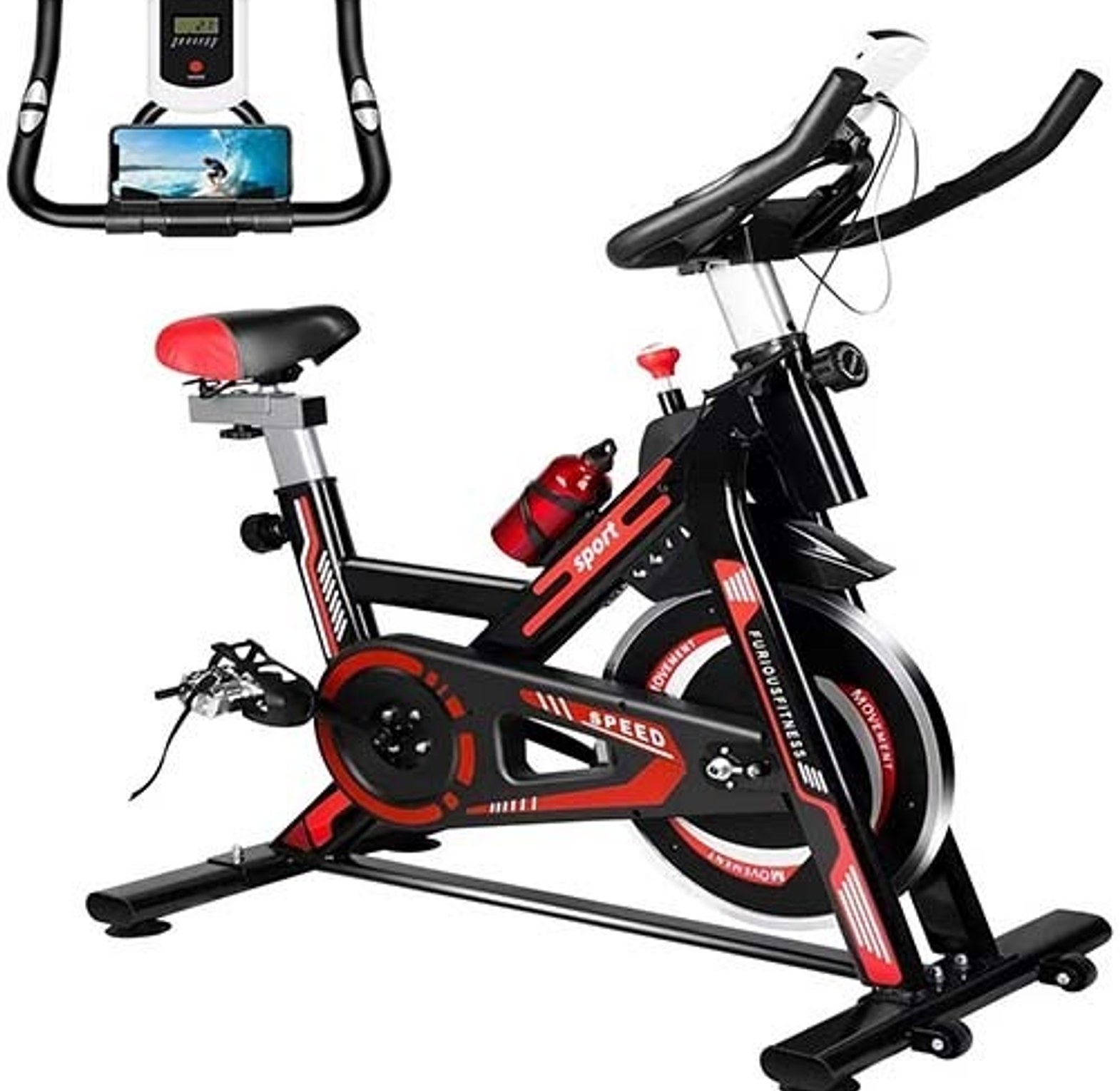 SPIN BIKE. Fitness Exercise Spin Bike For Home Cardio And Strength Training Workouts With Height Adjustable, Exercise Bike image