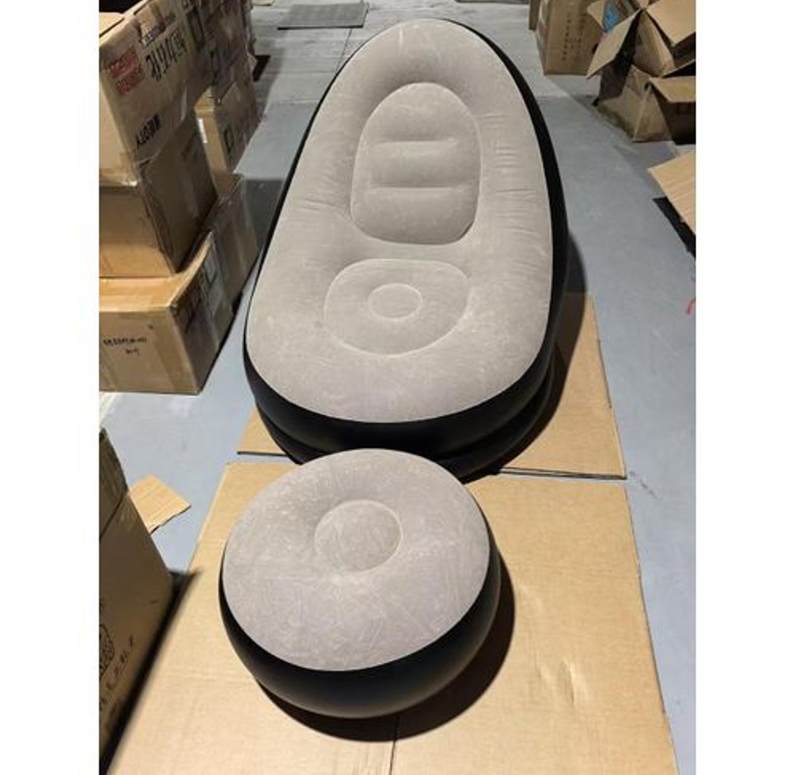 Inflatable Deluxe Lounge Seat With Foot Rest And Free Manual Pump – 2pcs  image