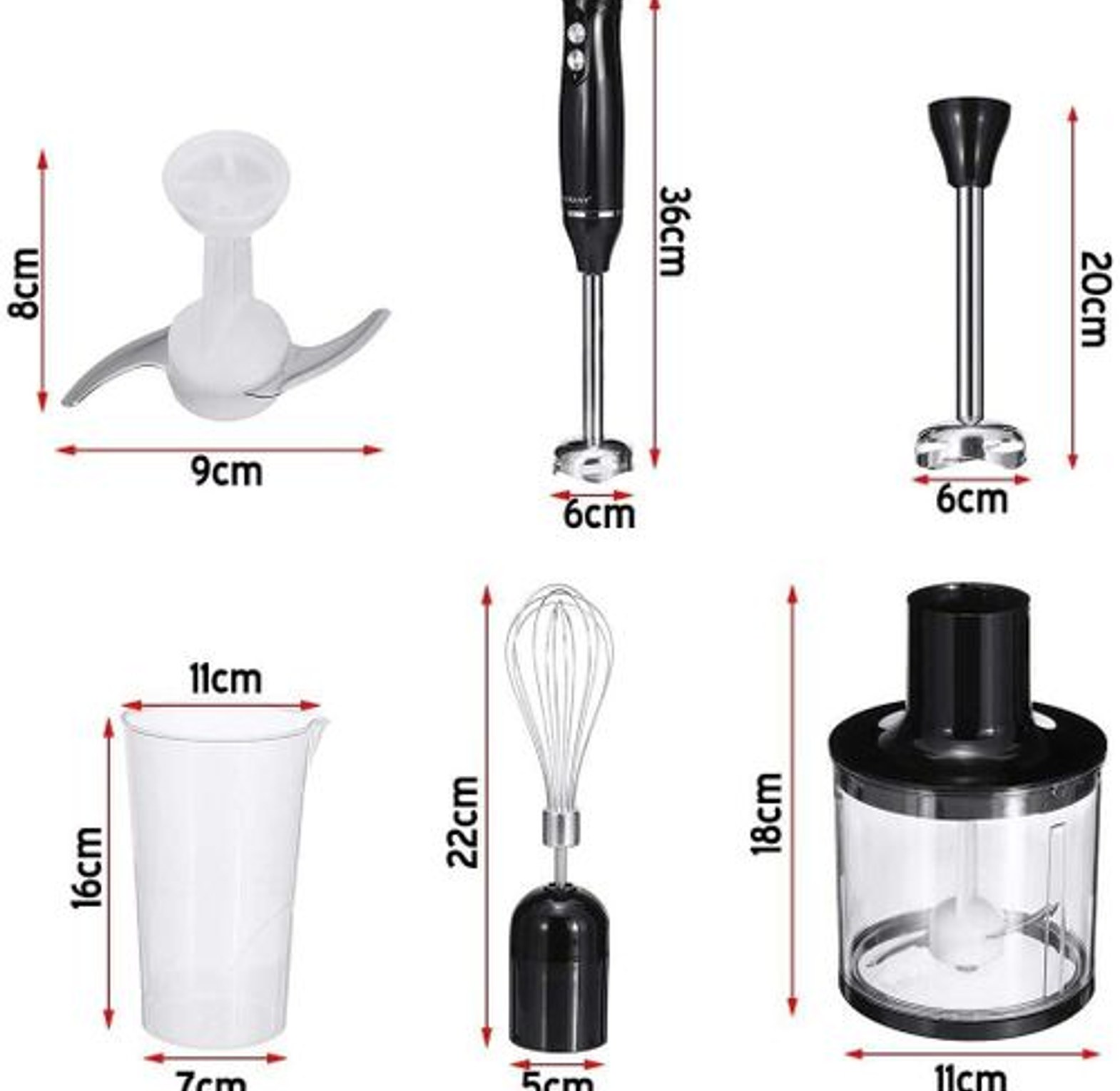 Sokany Hand Blender 500W 4-in-1 Stick Mixer with Stainless Steel Food Processors,700ml Mixing Beaker,500ml Chopper, Egg Whisk for Baby Food,Smoothies,Juice,Sauce,2-Speed image