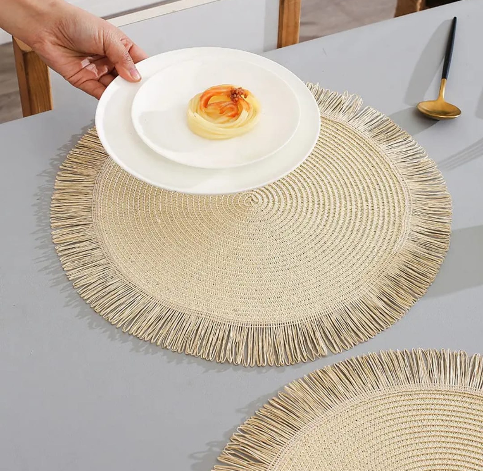 Round Table Mat Hand woven placemats  image