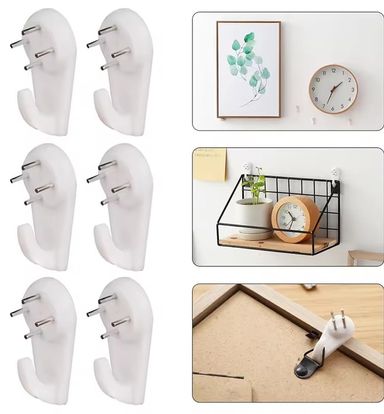 5pc Picture Hangers Hooks, Wall Hooks for Frames Clocks image