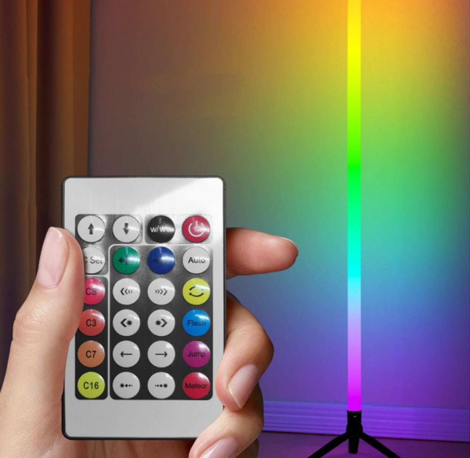 1.2M RGB Corner Floor Standing Light Remote Dimmable Ambient Lamp image