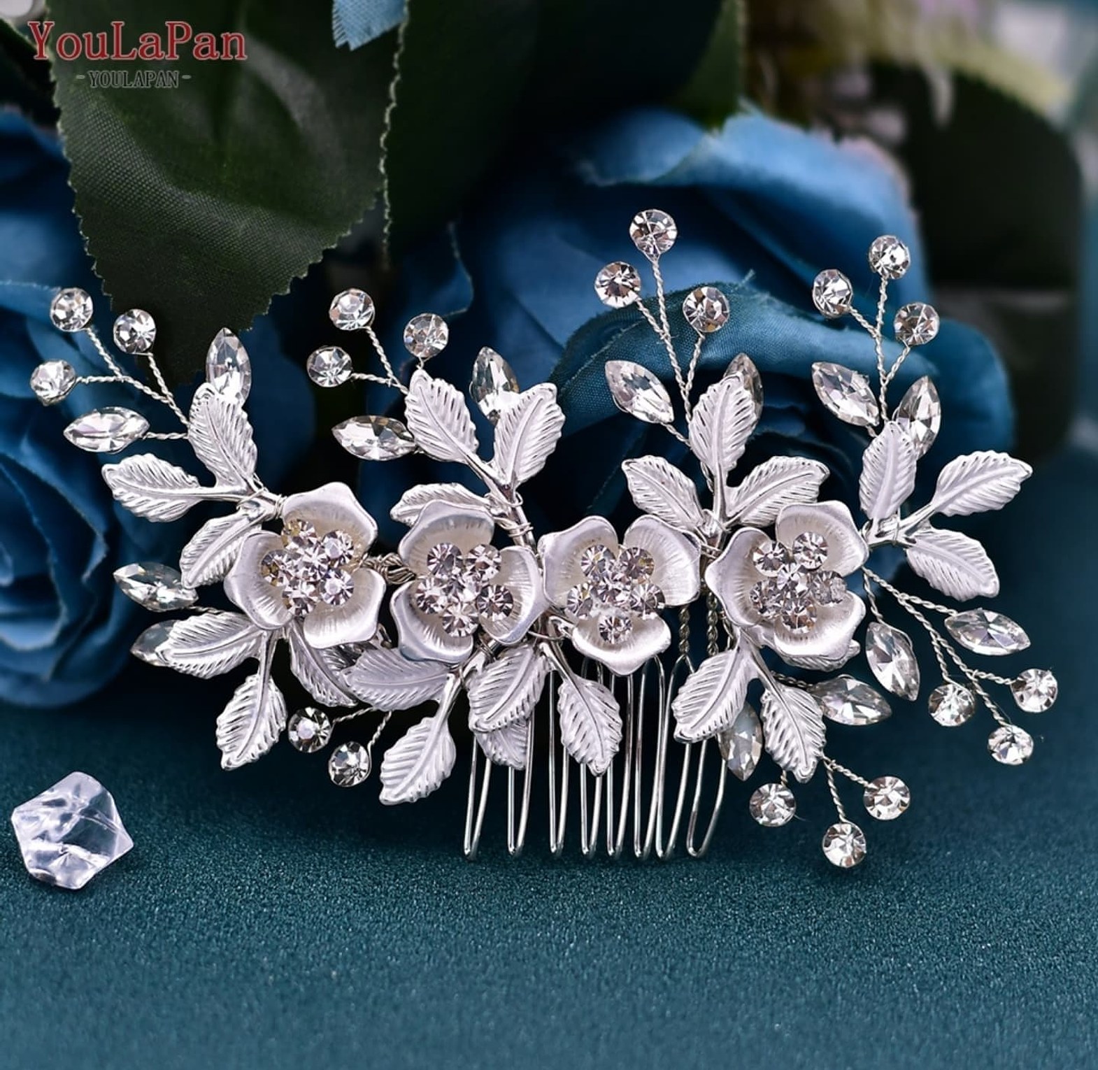 Sparkling silver bridal Hair comb  image