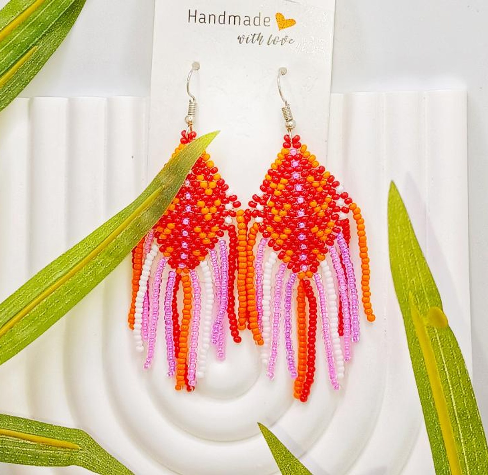 Handmade colourful beads earrings  image