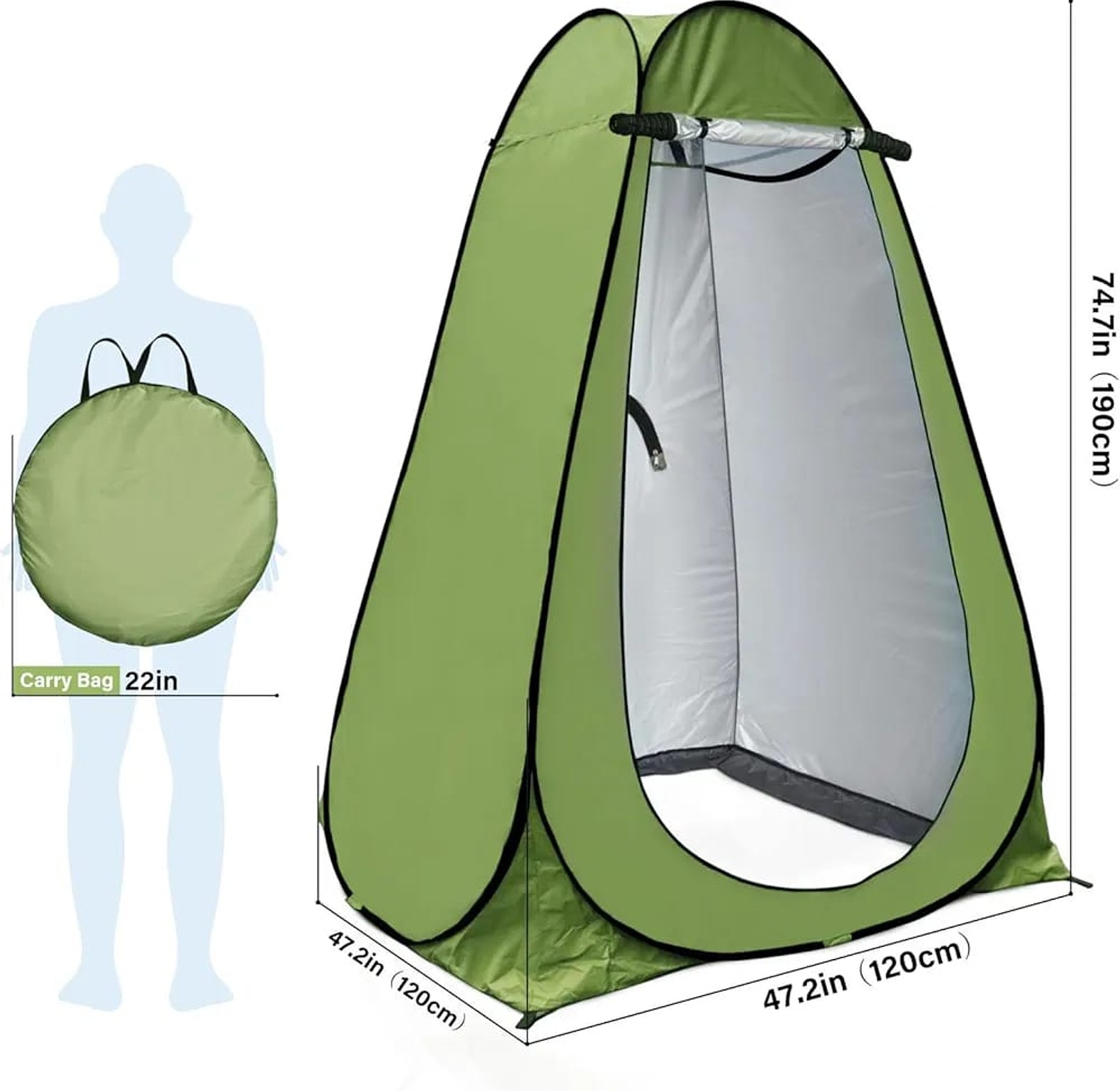  Shower Tent. Portable pop-up privacy tent. It is designed for use as an outdoor shower tent, camping toilet enclosure, or changing room.  image