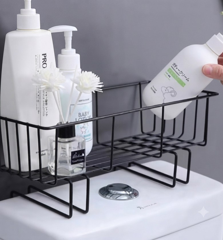 Over-Toilet Bathroom Shelf Organizer | Space-Saving Metal Rack for Compact Bathrooms image