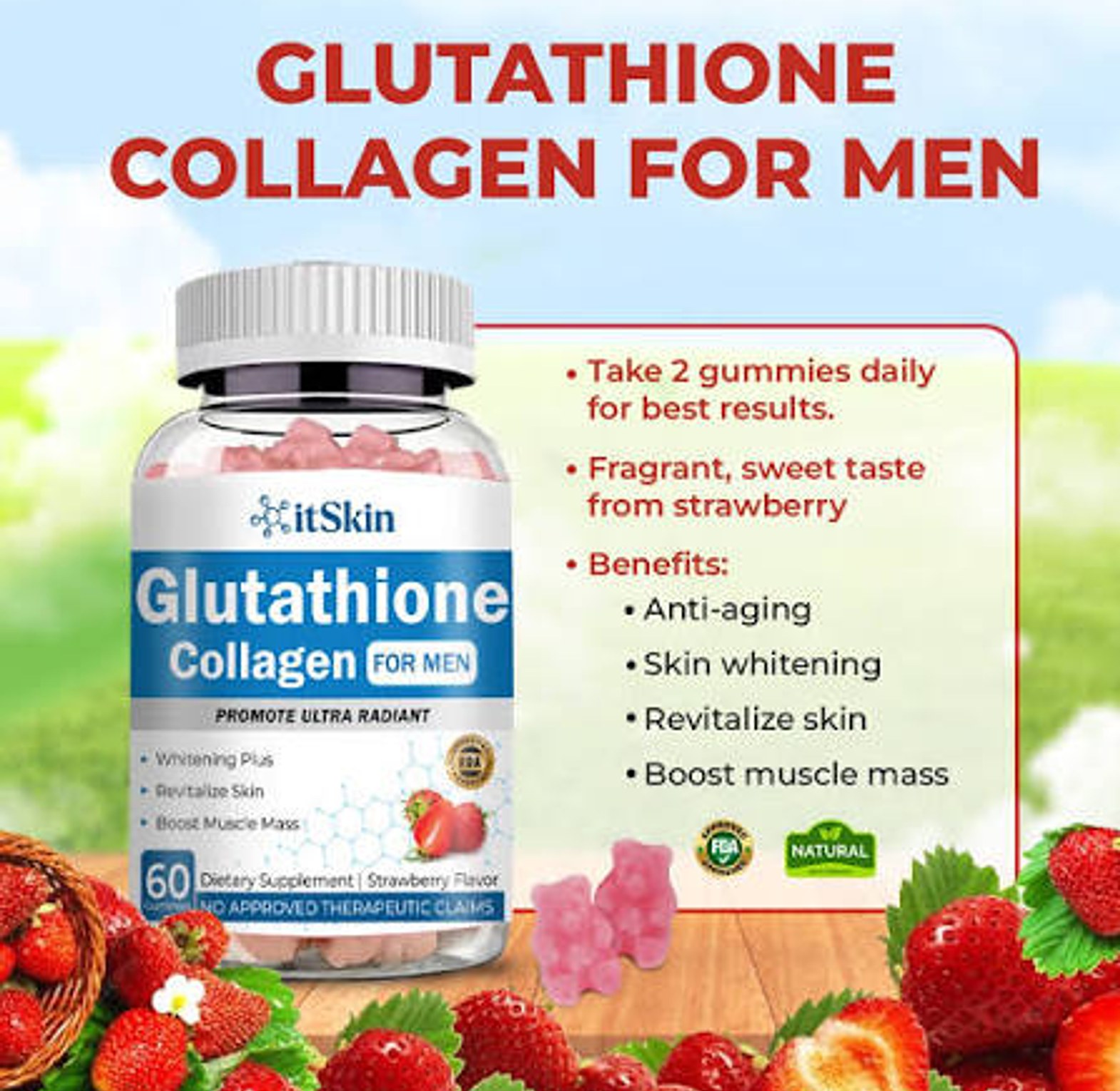Glutathione collagen for men image