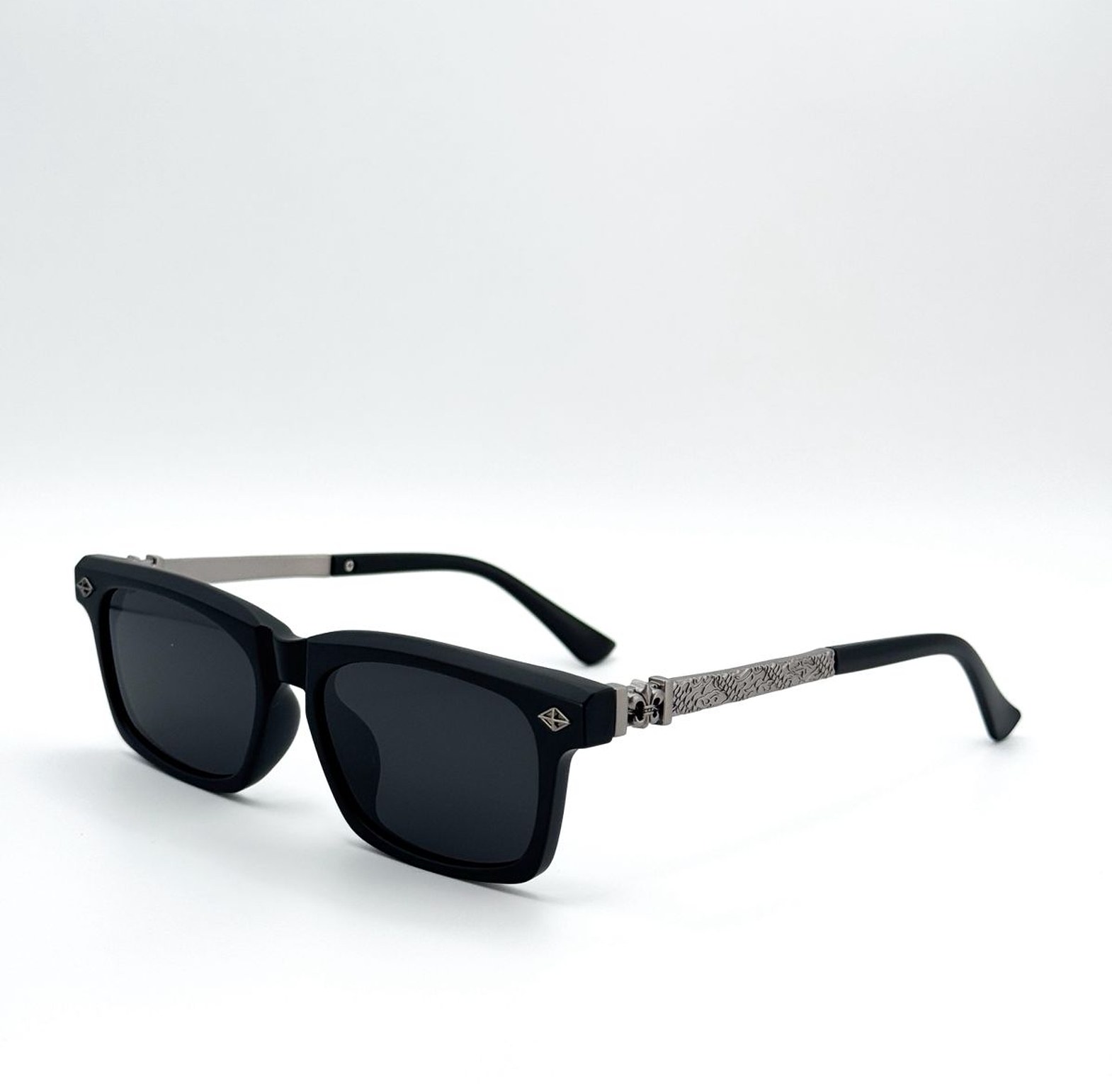 Matte Black Rectangular Sunglasses image