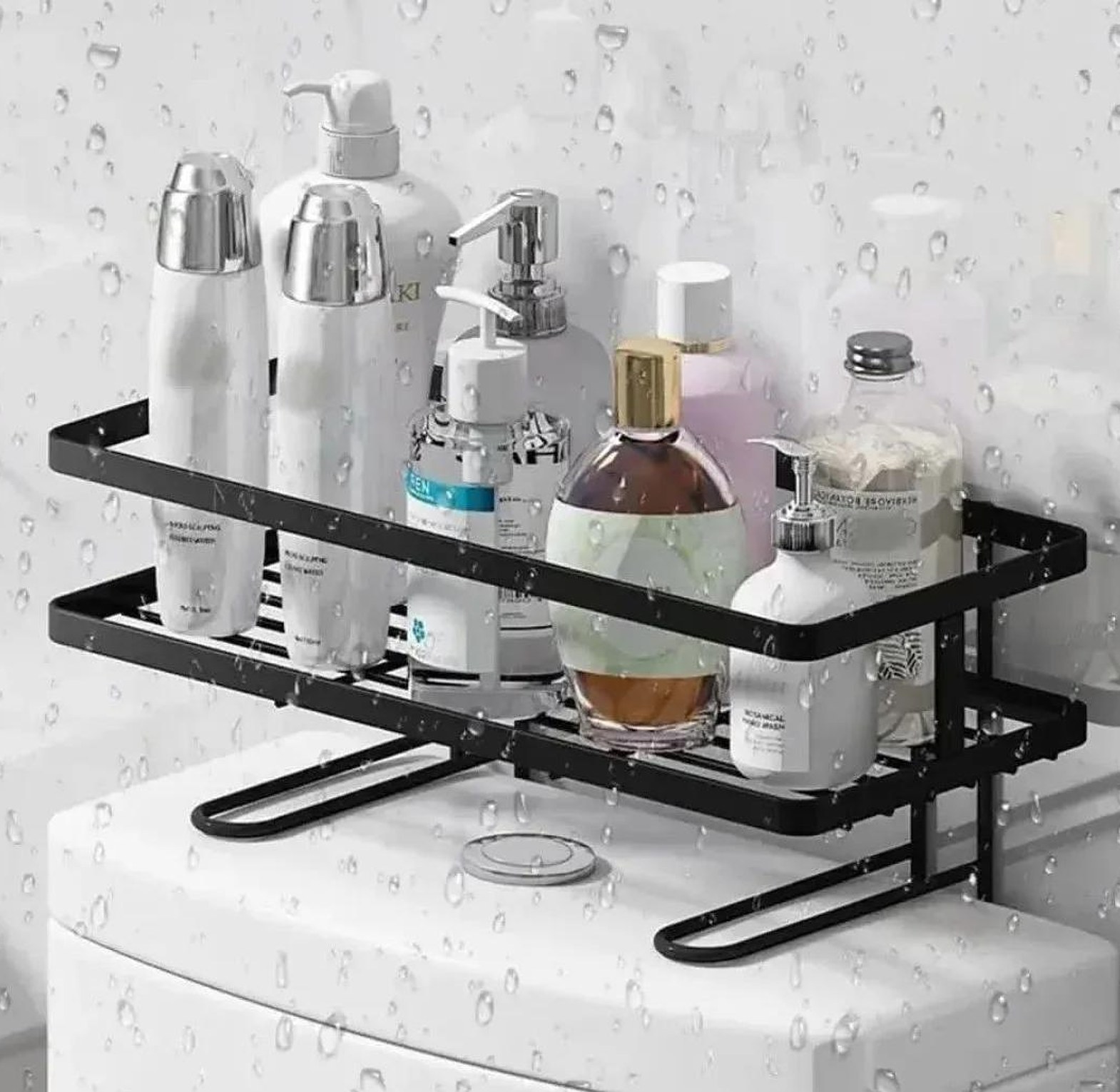 Metallic over the toilet rack image