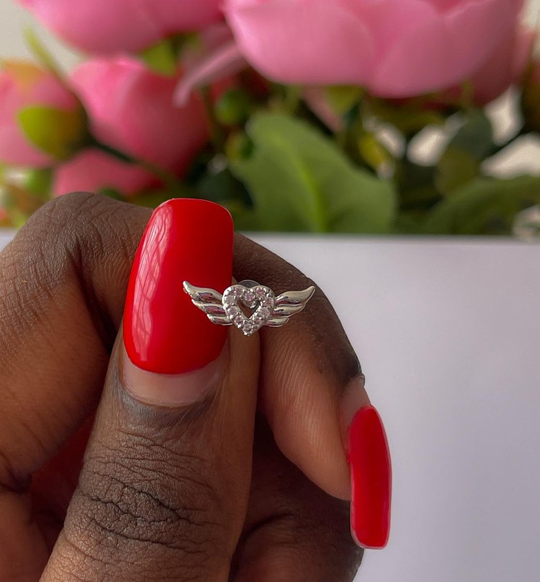 Angelic Heart Wing Flat Back Stud image