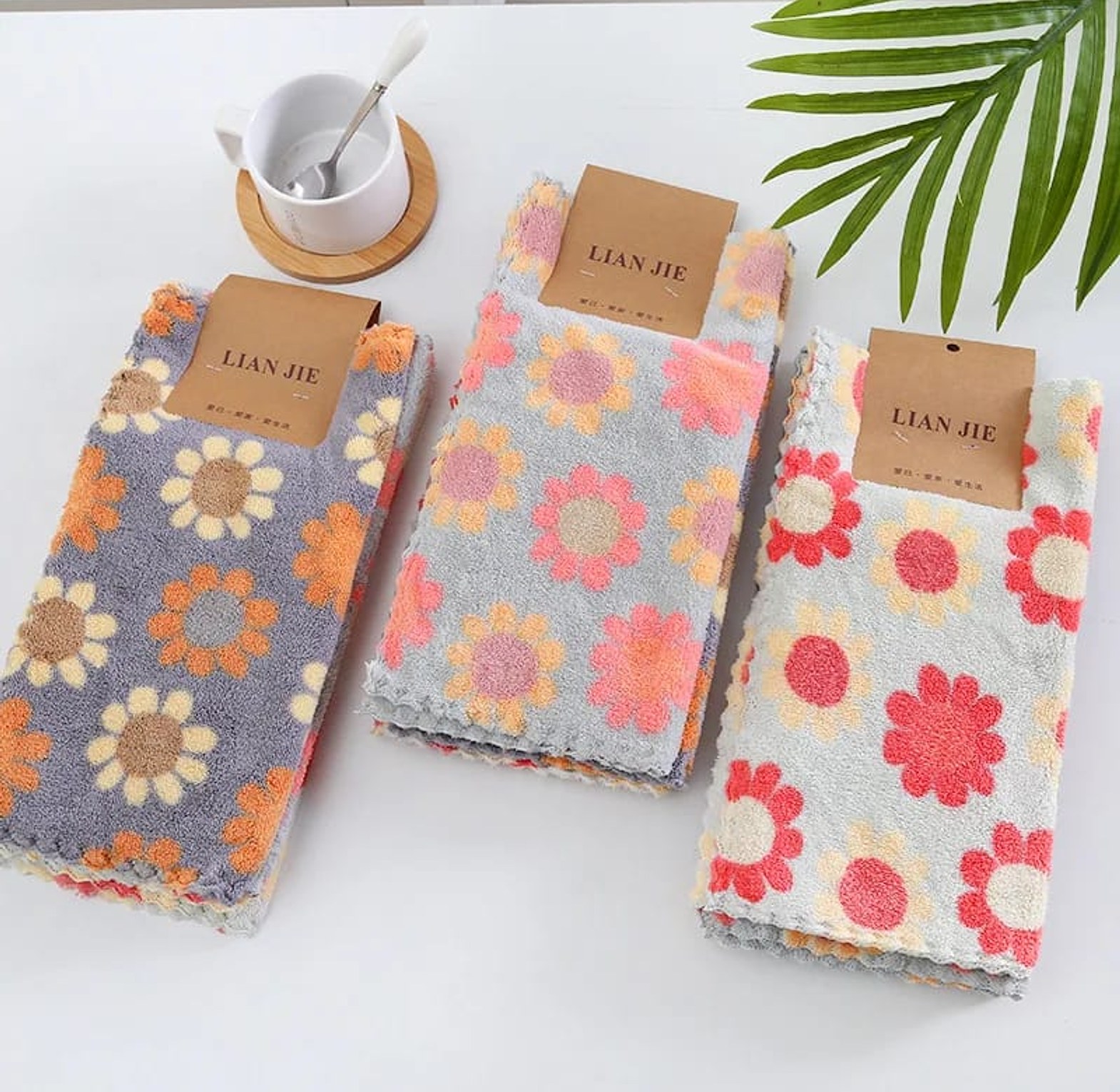 5Pcs 30X30CM Kitchen Cleaning Cloths Soft Absorbent Dishcloth  image