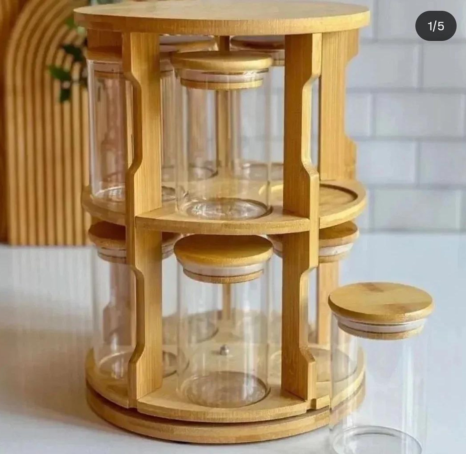 Rotating Spice Bamboo Tabletop Rack image
