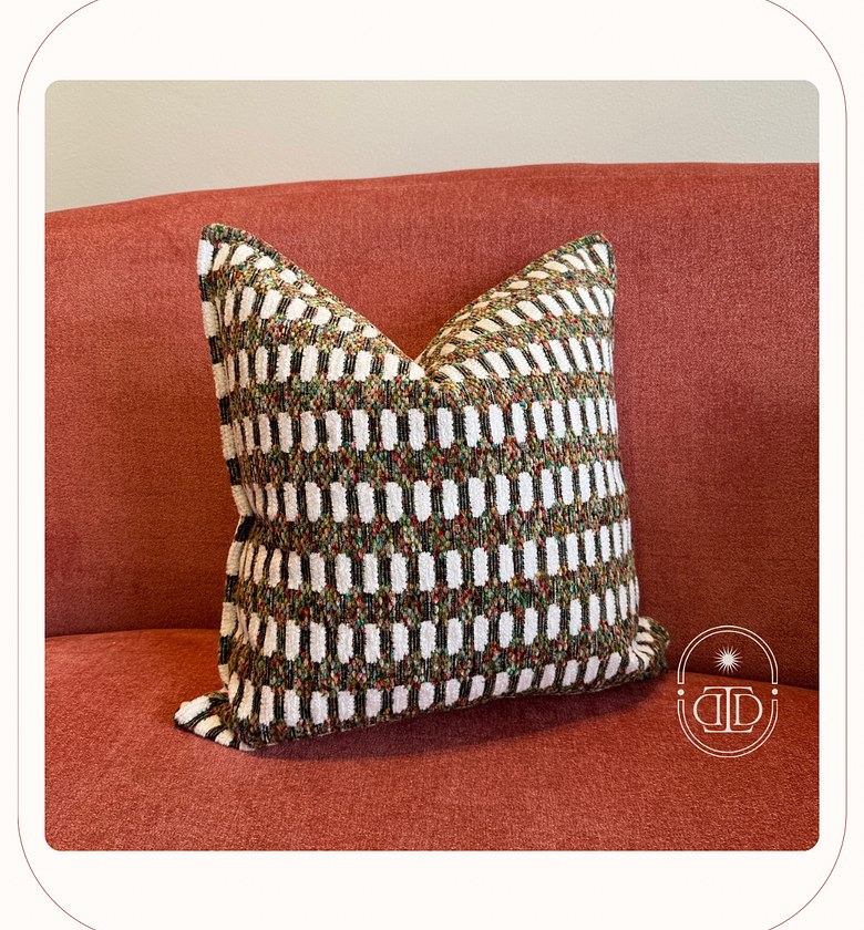 Woven chenille cushion cover. image