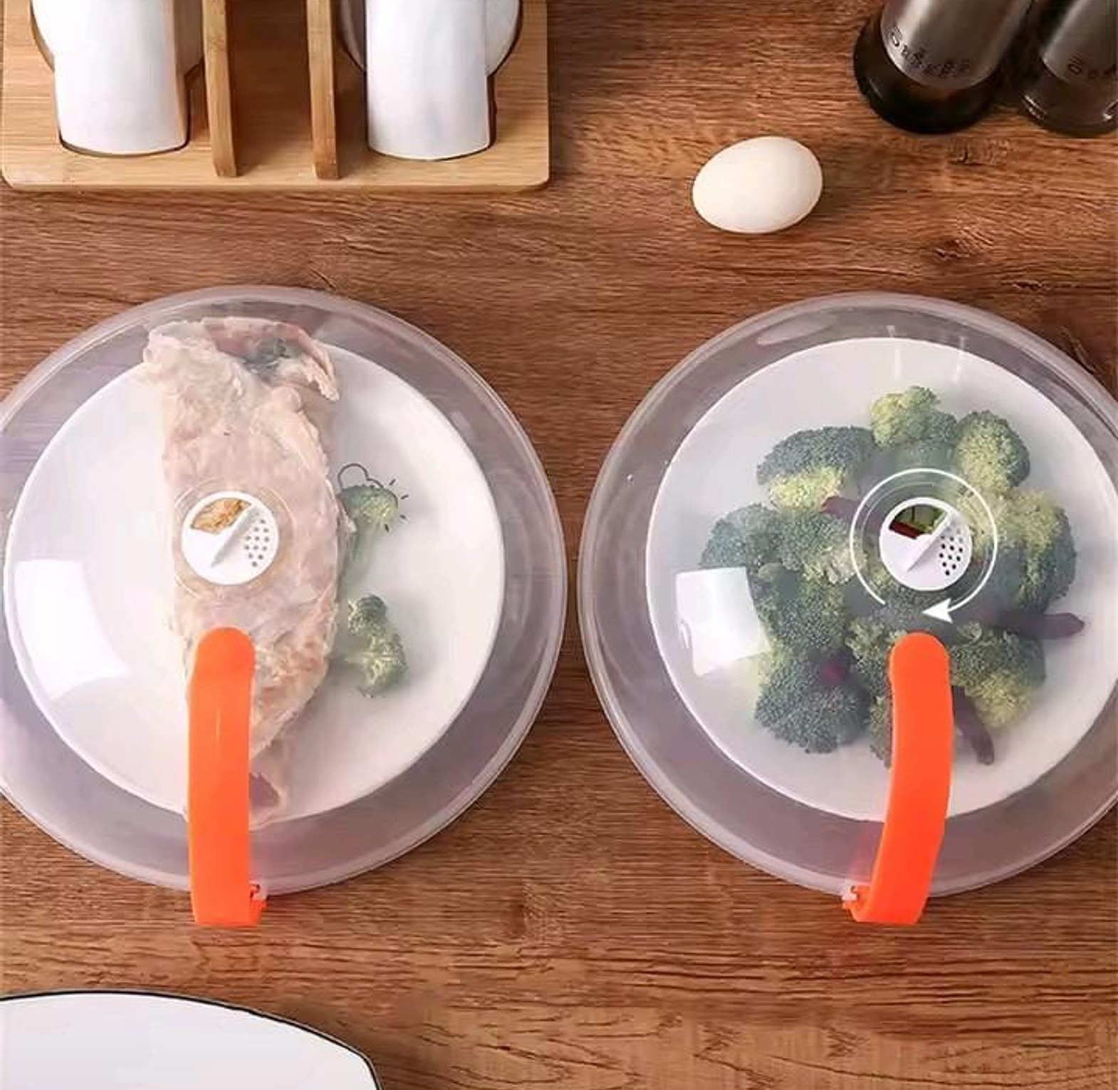 Universal Microwave Plate Cover with Handle & Steam Vent - Heat Resistant Anti-Splatter Food Guard for Microwaves & Dining Tables image