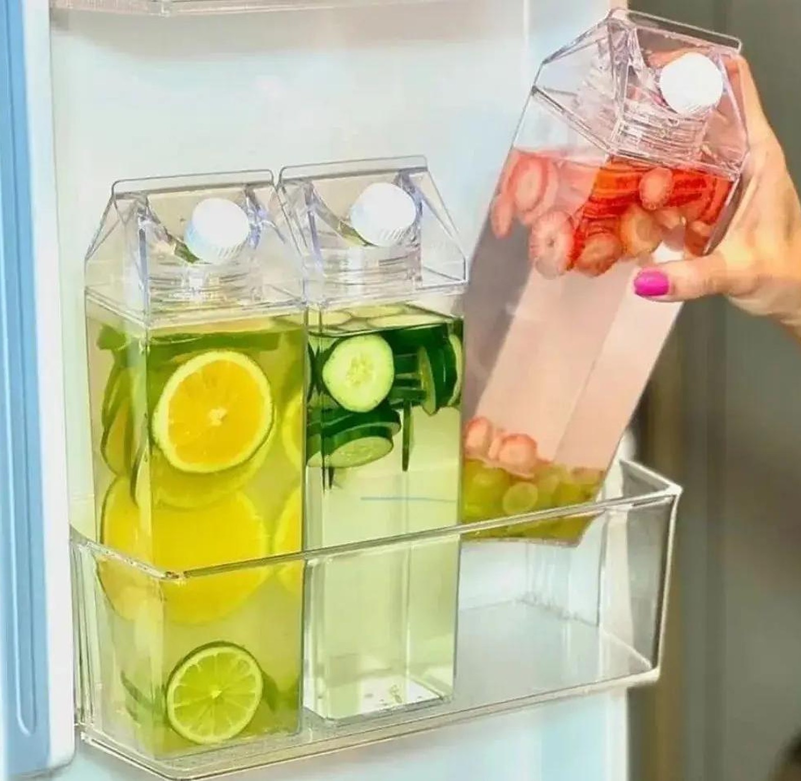Acrylic milk/ beverage fridge bottle 1 litre  image