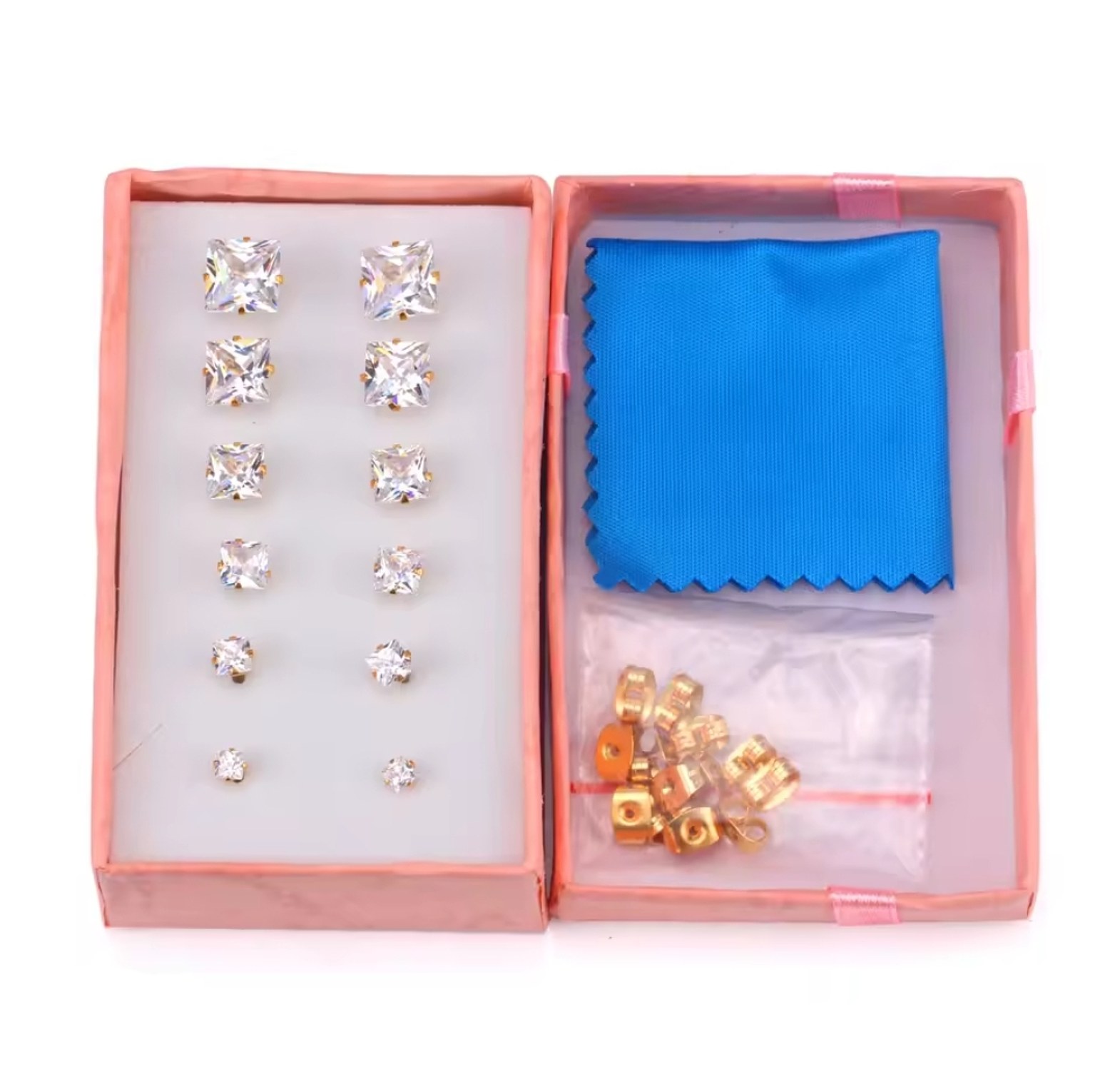 6 pairs of Small stainless steel, zirconia and studs. image