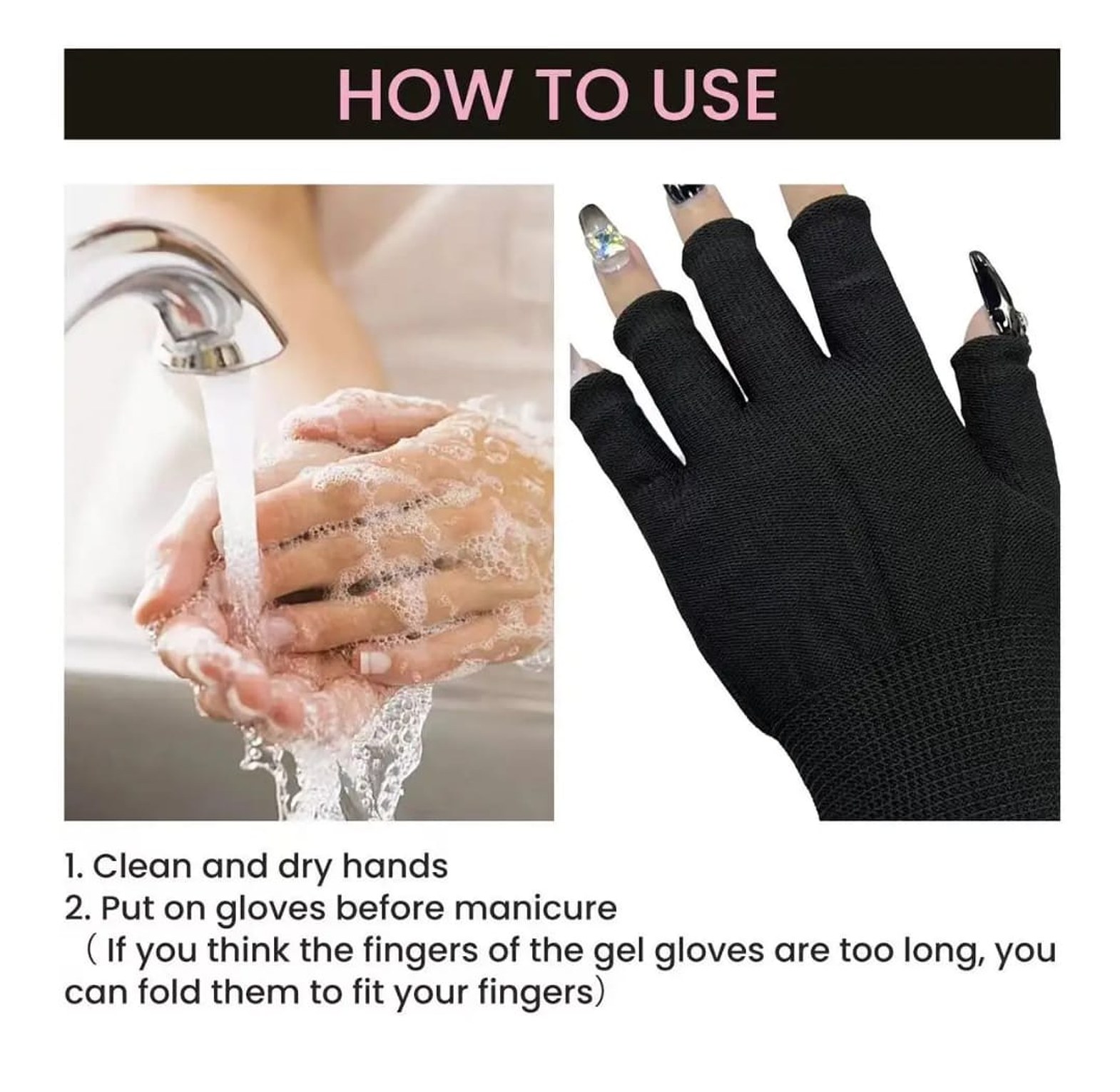 1 pair  Anti Uv Rays Protect Gloves Nail Gloves image