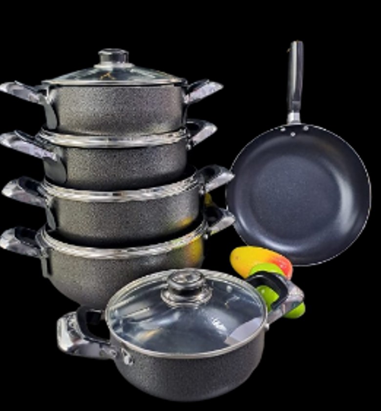Cookware Set. JP Jamesport 11Pcs Heavy Non-Stick Granite Cooking Pot Sufuria With Pan & Cookware Set image