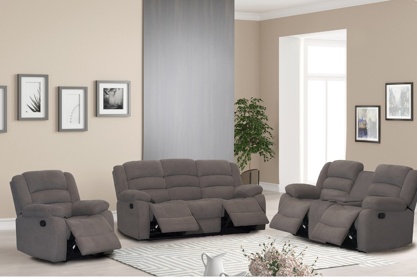 JASPER 6 Seater Fabric Recliner (3+2+1) image 1