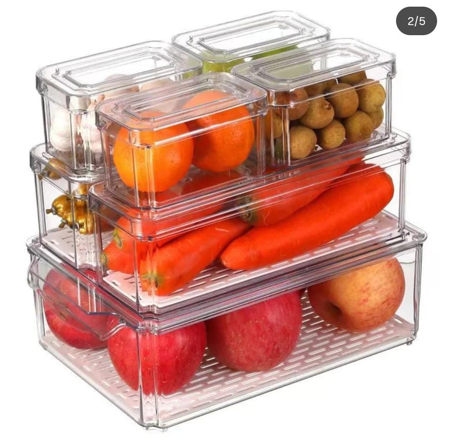7 pcs BPA-Free Stackable acrylic Fridge Organizer with Lids  image