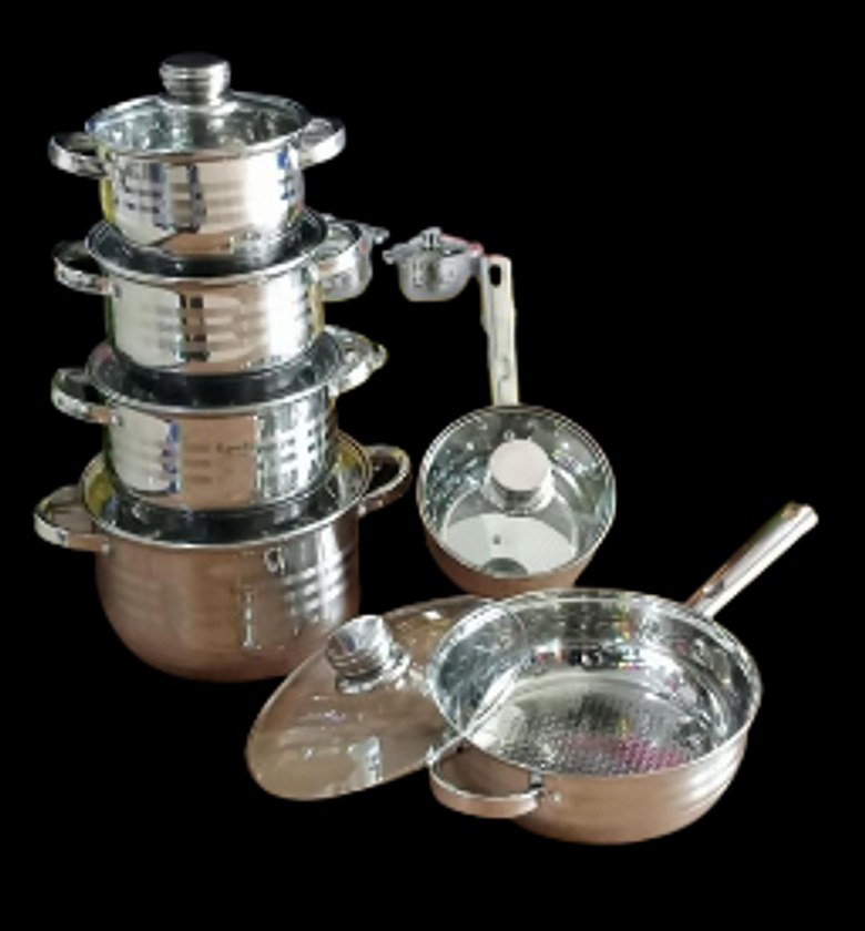 Signature 12 PCs Stainless Steel Cookware Set With Glass Lids & Induction Base image